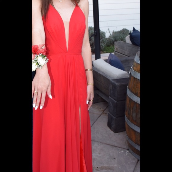 open lace back dress Faviana V-Neck Satin Lace Prom Dress 11245 Dark Emerald / 8 main image 1